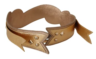 Dolce & Gabbana Gold Leather Love Patch Bag Shoulder Women's Strap In Gold