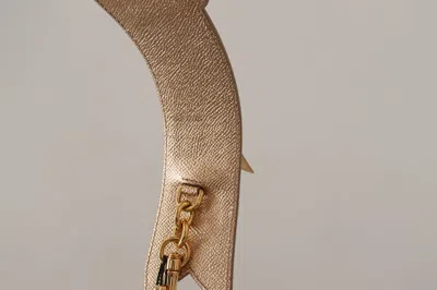 Dolce & Gabbana Gold Leather Love Patch Bag Shoulder Women's Strap In Gold