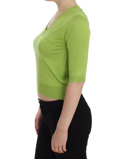Dolce & Gabbana Green Wool V-neck Pullover Sweater Top In Green