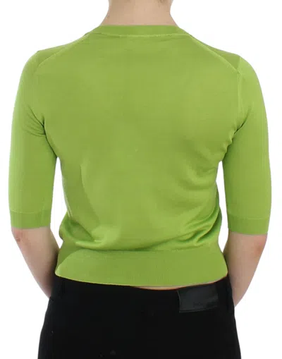 Dolce & Gabbana Green Wool V-neck Pullover Sweater Top In Green