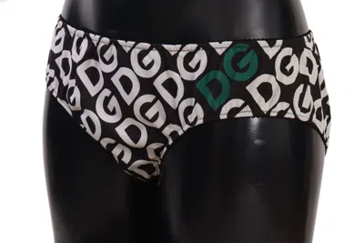 Dolce & Gabbana Multicolor Dg Logo Print Slip Bottom Underwear In Black
