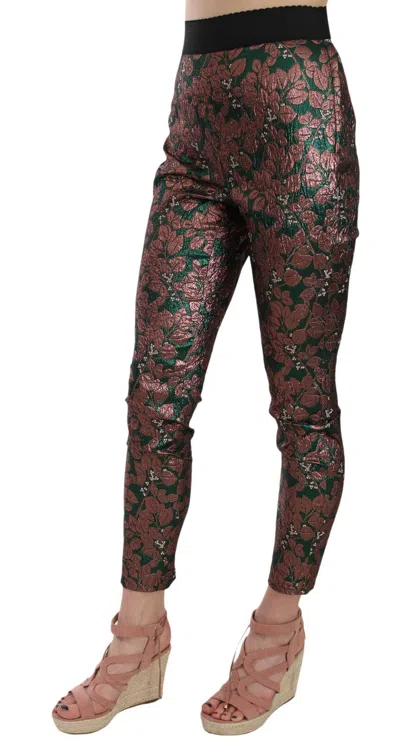 Dolce & Gabbana Multicolor Iridescent Brocade Jacquard Trousers Crop Pants In Multi