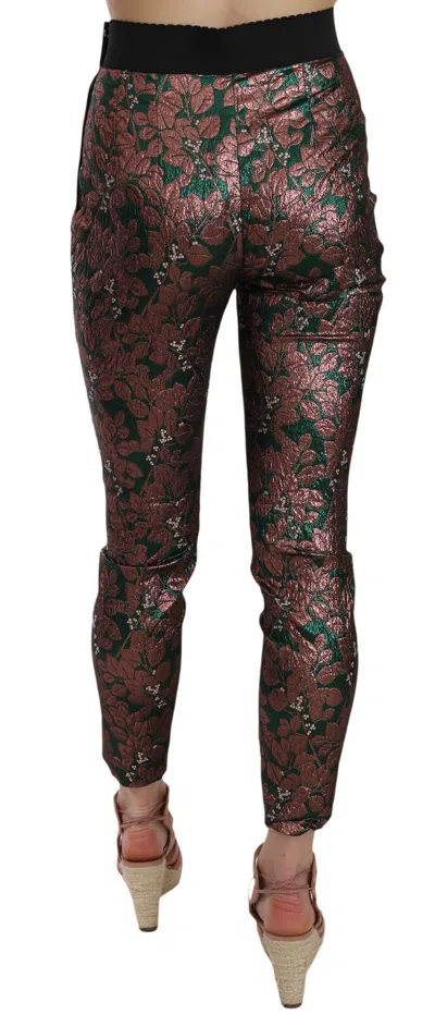 Dolce & Gabbana Multicolor Iridescent Brocade Jacquard Trousers Crop Pants In Multi