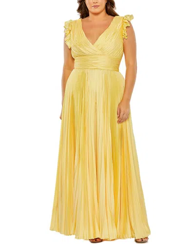 Mac Duggal Satin Flutter Sleeve Midi With Cummerbund Detail In Multi