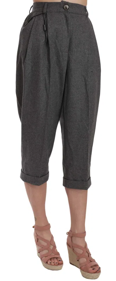 Dolce & Gabbana Cropped Stretch Wool-blend Tapered Pants In Gray