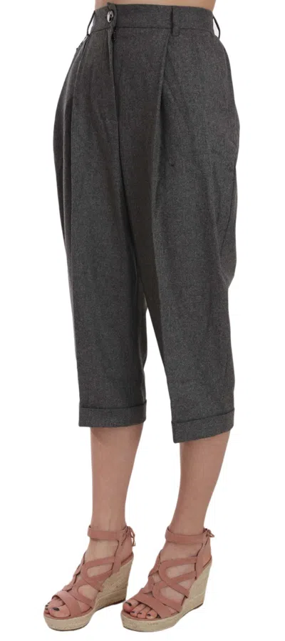 Dolce & Gabbana Cropped Stretch Wool-blend Tapered Pants In Gray