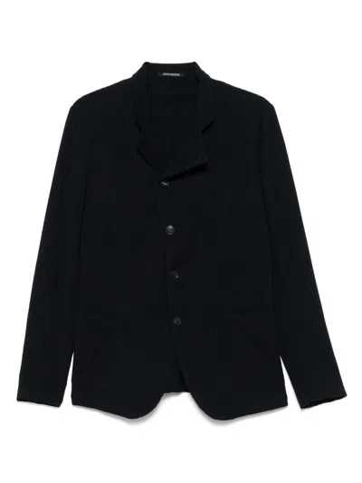 Emporio Armani Wool Single-breasted Blazer Jacket In Black