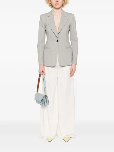 Emporio Armani Single-breasted Blazer With Flap Pockets In Gray