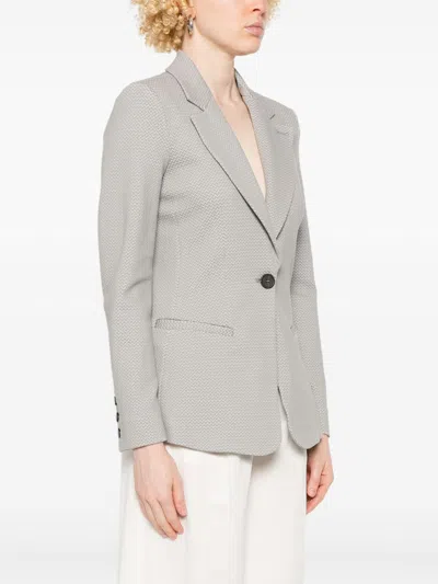 Emporio Armani Single-breasted Blazer With Flap Pockets In Gray