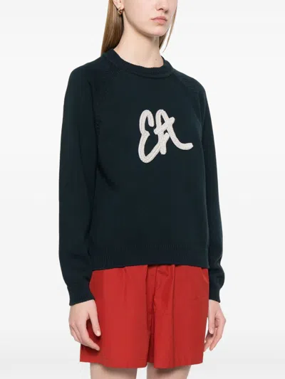 Emporio Armani Women's Sweater With Maxi Ea Icon Logo In Blue