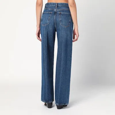 Frame Recycled Denim Trousers With Belt Loops And Contrast Stitching In Blue