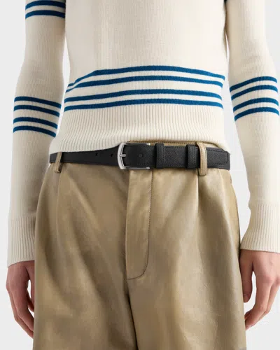 Prada Saffiano Leather Belt In Black