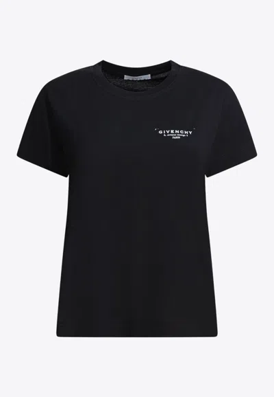 Givenchy Black Crewneck T-shirt With Logo Lettering On Front And Rear In Cotton Woman In Black