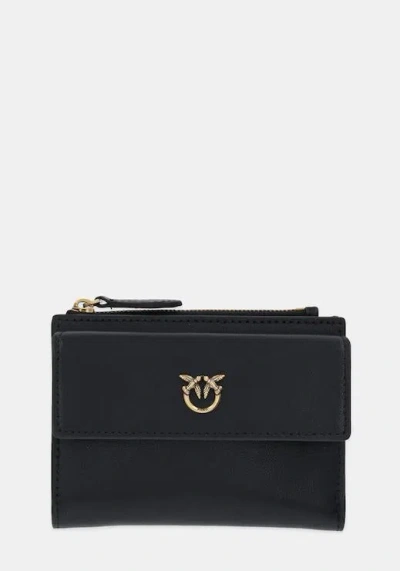 Pinko Small Wallet In Leather With Logo In Black
