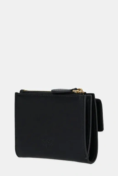 Pinko Small Wallet In Leather With Logo In Black