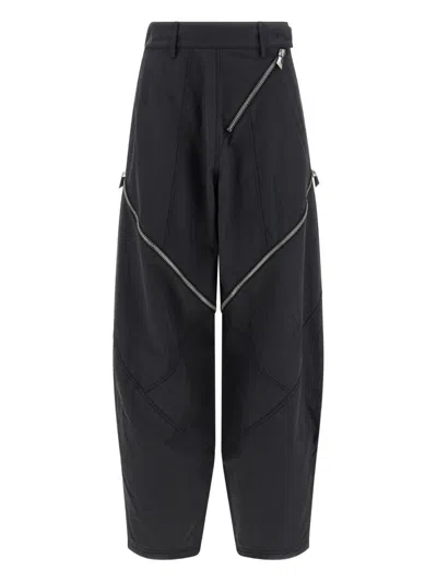 Attico Womens Dark Grey Zip-fastening Balloon-leg Cotton-blend Trousers In Blue