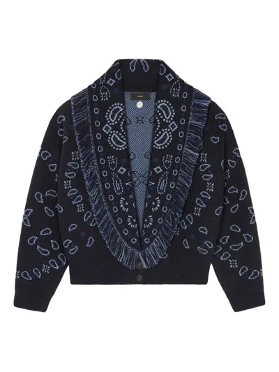 Alanui Fringe Detailing Bomber Jacquard Bandana In Blue