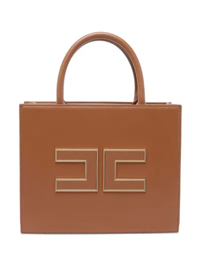 Elisabetta Franchi Borsa Tote Piccola Con Logo Marrone In Brown
