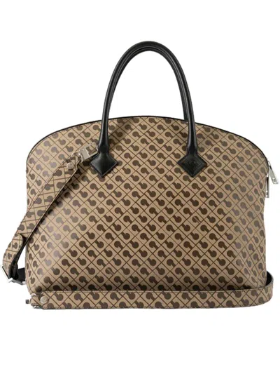 Gherardini Large Bowling Alley Monogram Cross Body Bag In Brown