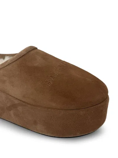 Balenciaga Alaska Platform Slippers In Brown