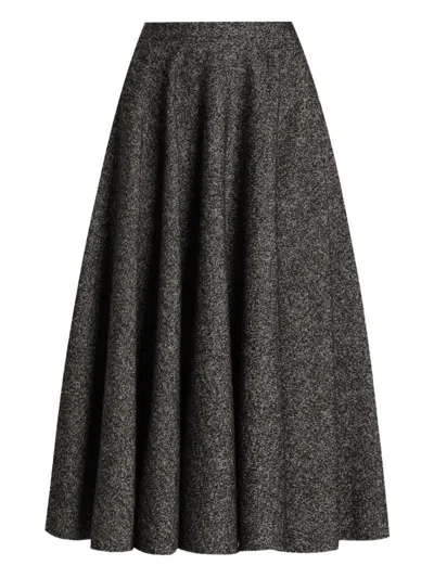 Dolce & Gabbana Midi Circle Skirt In A Dotted Wool Blend In Gray