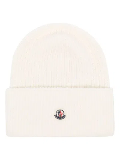 Moncler Ribbed-knit Wool Beanie In White