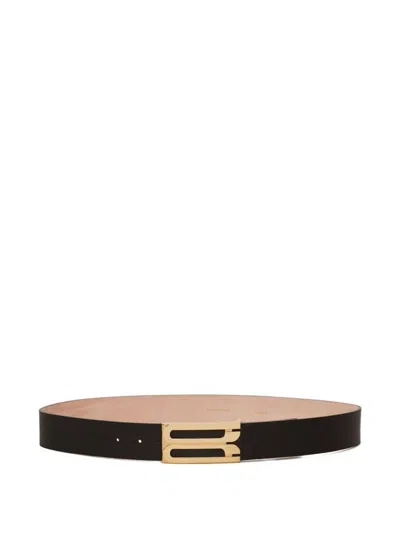 Victoria Beckham Jumbo Frame Leather Belt In Black