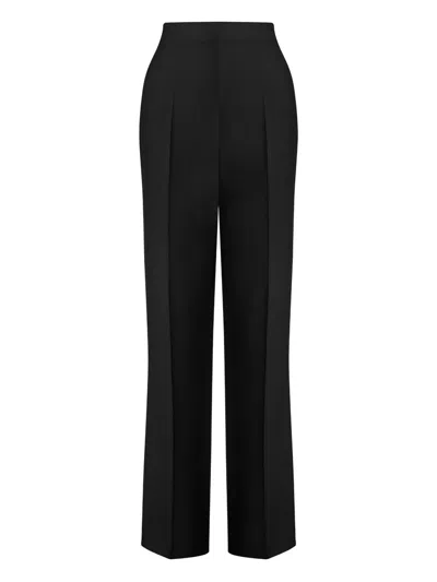 Alberta Ferretti High Waist Straight Leg Trousers With Side Pockets In Black