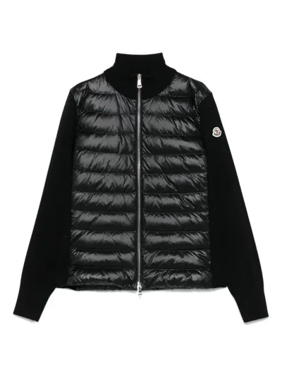 Moncler Padded Wool Zip-up Cardigan Clothing In Black