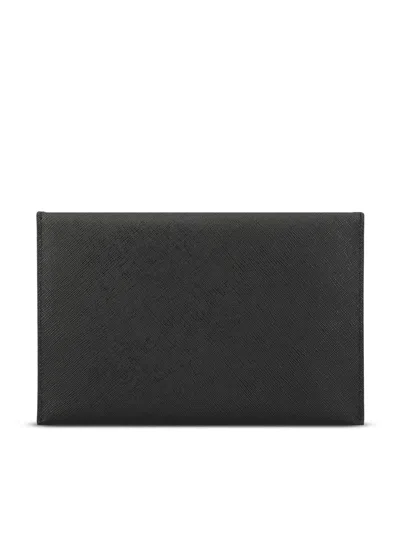 Prada Saffiano Leather Envelope Clutch In Black