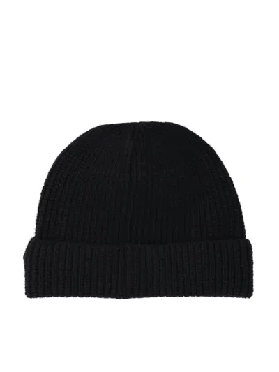 Prada Beanie Hat With Logo In Black