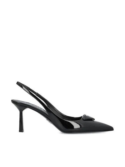 Prada Women Brushed Leather Slingback Pumps In Black