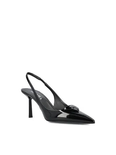 Prada Women Brushed Leather Slingback Pumps In Black