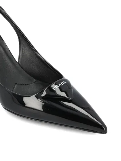 Prada Women Brushed Leather Slingback Pumps In Black