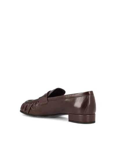 Prada Stylish Loafers Featuring Ruched Detailing In Brown