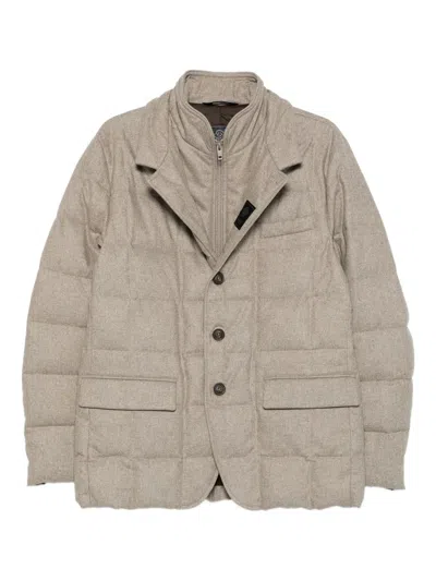 Fay Quilted Grey Jacket With Structured Silhouette In Brown