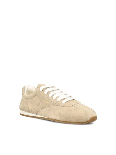 Prada Suede Lace-up Sneakers In Neutral