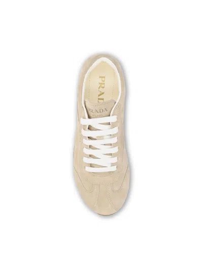Prada Suede Lace-up Sneakers In Neutral