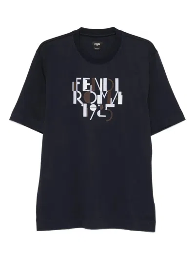 Fendi T-shirt Dark Blue Cotton T-shirt In Blue