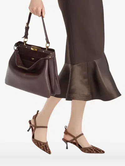 Fendi Colibrì Lite Slingbacks In Ff Fabric In Brown