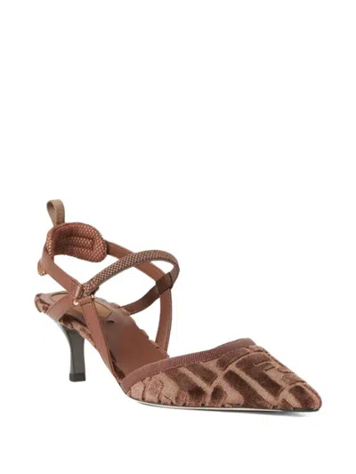 Fendi Colibrì Lite Slingbacks In Ff Fabric In Brown