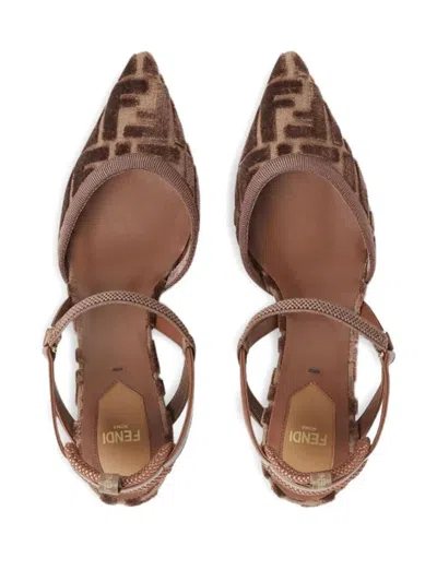 Fendi Colibrì Lite Slingbacks In Ff Fabric In Brown