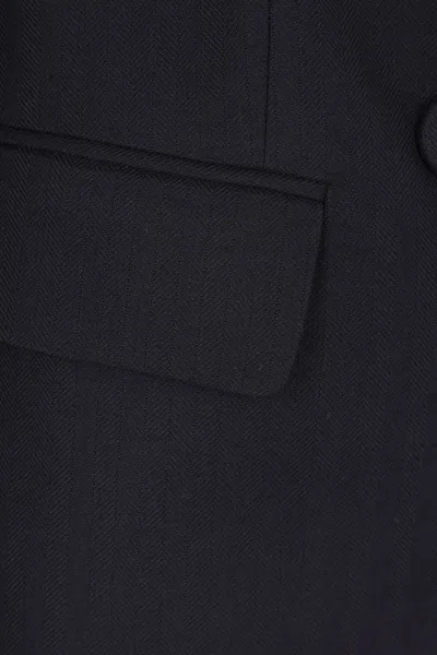 Dries Van Noten W.w. Jacket Herringbone Pattern In Blue