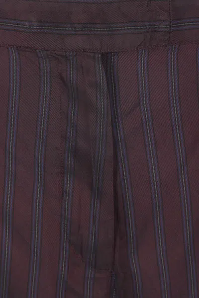 Dries Van Noten High-waisted Wide Leg Trousers With Vertical Stripes In Burgundy