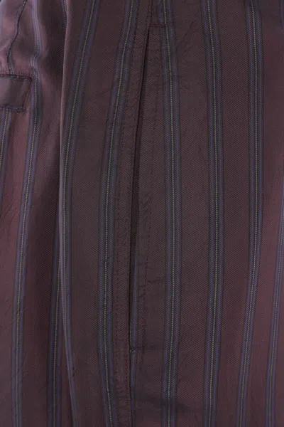 Dries Van Noten High-waisted Wide Leg Trousers With Vertical Stripes In Burgundy