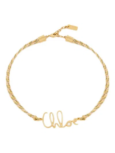 Chloé Braided Rope Necklace For Summer In Gold