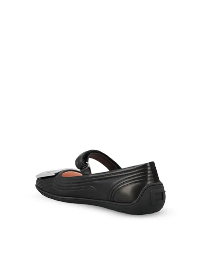 Roger Vivier Viv Low Mary Jane Ballerinas In Black