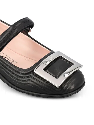 Roger Vivier Viv Low Mary Jane Ballerinas In Black
