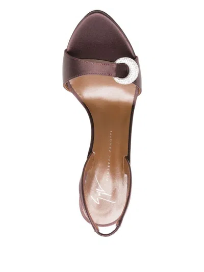 Giuseppe Zanotti Clandestino Satin Heel Sandals In Brown