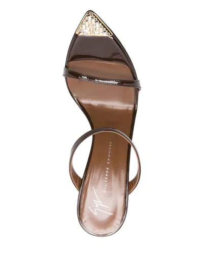 Giuseppe Zanotti Intriigo Patent Leather Sandals In Brown